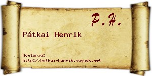 Pátkai Henrik névjegykártya